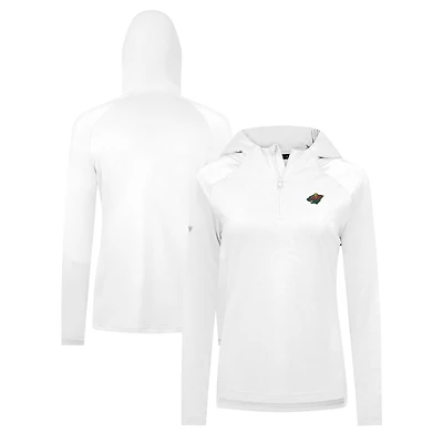Women's Levelwear White Minnesota Wild Raven Insignia Core Quarter-Zip Jacket