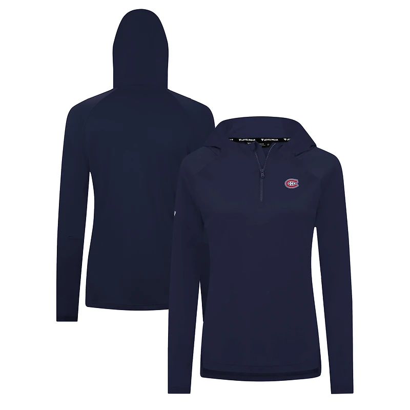 Women's Levelwear Navy Montreal Canadiens Raven Insignia Core Quarter-Zip Jacket