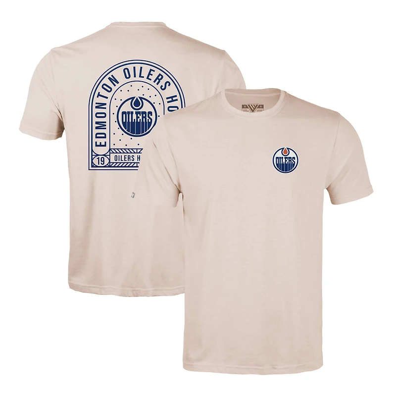 Men's Levelwear Khaki Edmonton Oilers Richmond Stained Glass T-Shirt