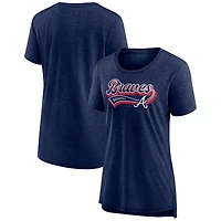 Women's  Navy Atlanta Braves League Leader Tri-Blend T-Shirt