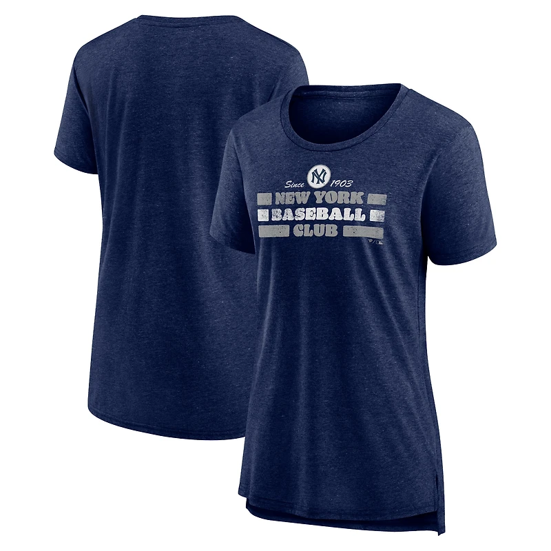 Women's  Navy New York Yankees Power Swing Tri-Blend T-Shirt