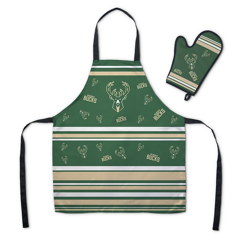 The Northwest Group  Milwaukee Bucks  Press Two-Piece Apron and Mitt BBQ Set