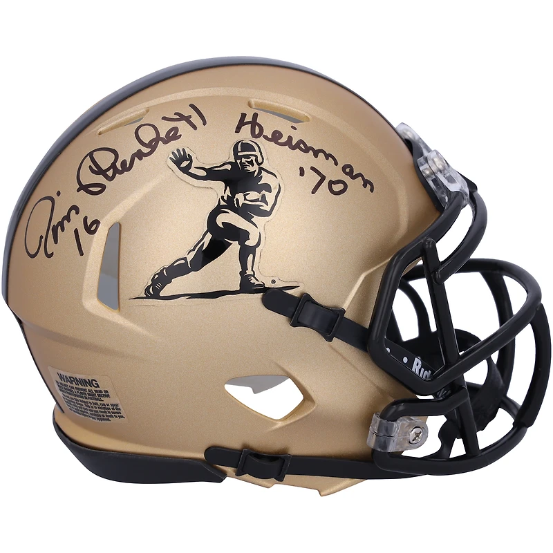 Jim Plunkett Stanford Cardinal Autographed Gold Heisman Riddell Speed Mini Helmet with "Heisman '70" Inscription