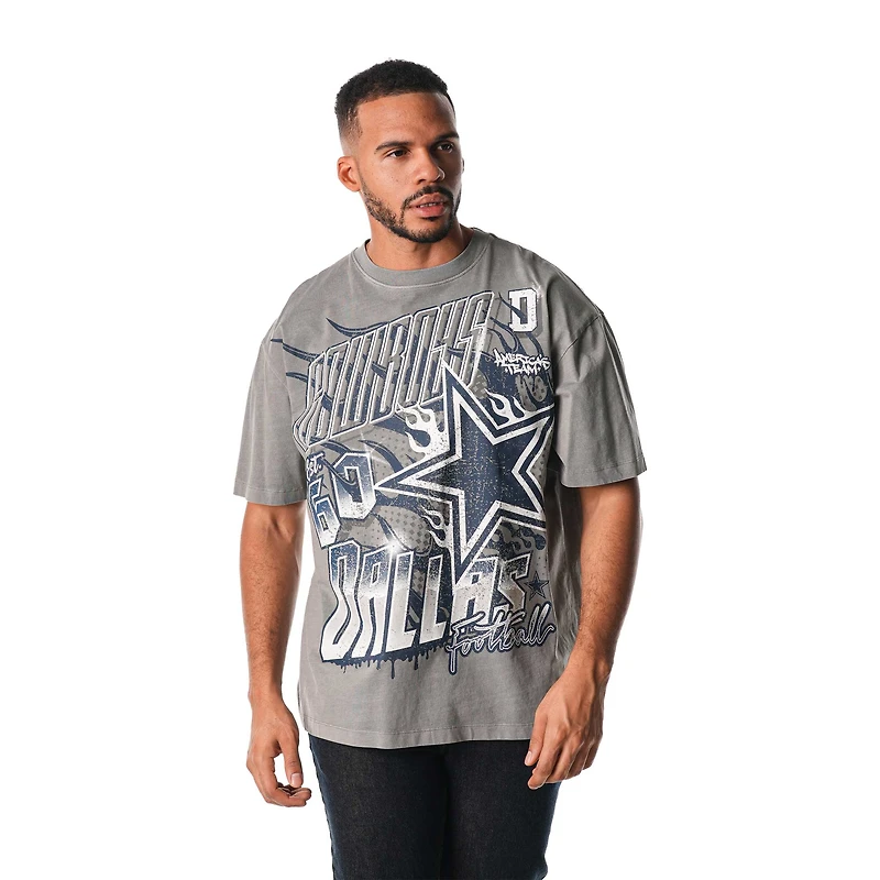 Unisex The Wild Collective  Gray Dallas Cowboys Streetwear Flames T-Shirt