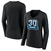 Women's Black Carolina Panthers 30th Anniversary Long Sleeve V-Neck T-Shirt