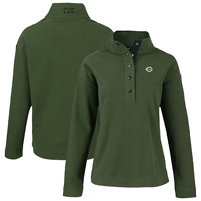 Women's Cutter & Buck Green Cincinnati Reds Hunts Point Eco Half-Snap Jacket