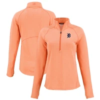 Women's Cutter & Buck Heather Orange Detroit Tigers Peshastin Eco Fleece Recycled Raglan Half-Zip Top