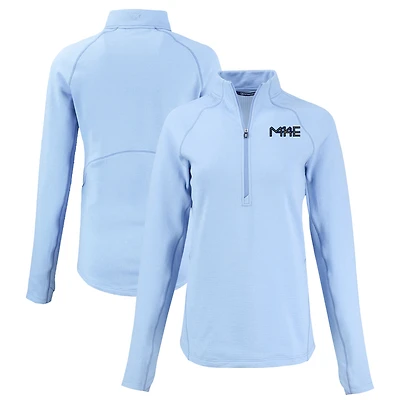 Women's Cutter & Buck Heather Light Blue Milwaukee Brewers Peshastin Eco Fleece Recycled Raglan Half-Zip Top