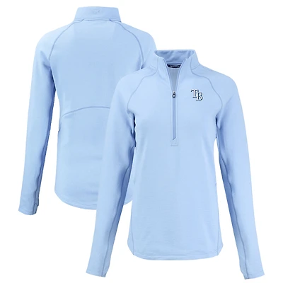 Women's Cutter & Buck Heather Light Blue Tampa Bay Rays Peshastin Eco Fleece Recycled Raglan Half-Zip Top