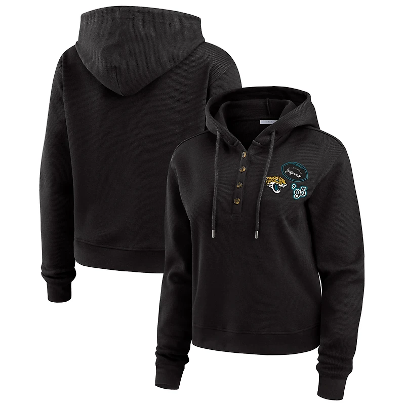 Women's WEAR by Erin Andrews  Black Jacksonville Jaguars Plus Size Waffle Hoodie Pullover Top