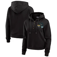 Women's WEAR by Erin Andrews  Black Jacksonville Jaguars Plus Size Waffle Hoodie Pullover Top