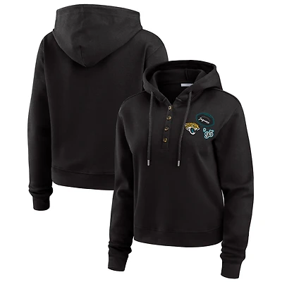 Women's WEAR by Erin Andrews  Black Jacksonville Jaguars Plus Size Waffle Hoodie Pullover Top