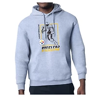 Men's Starter Heather Gray Pittsburgh Steelers Player Grid Pullover Hoodie