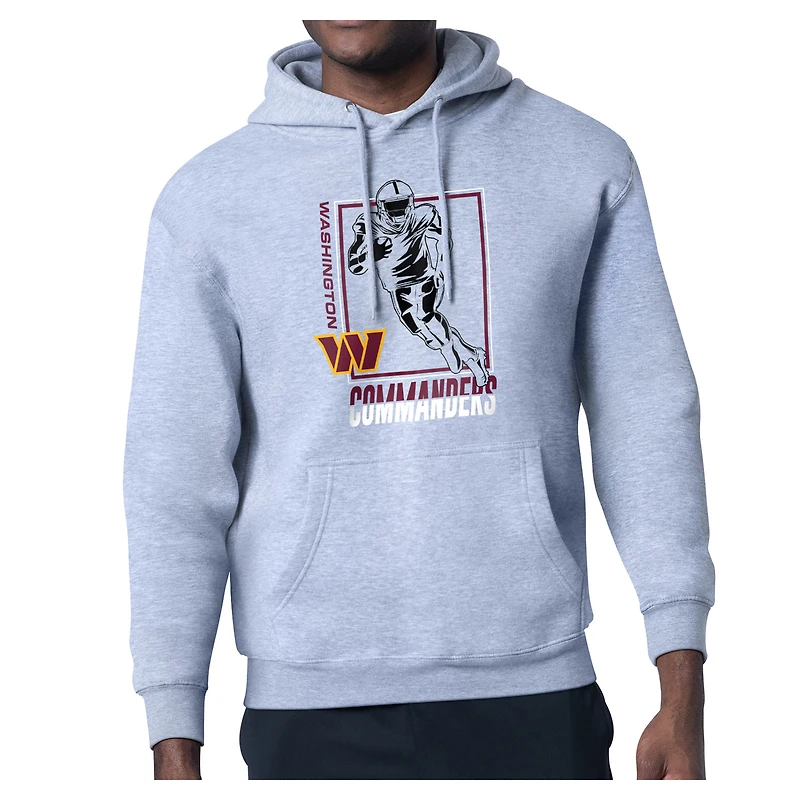Men's Starter Heather Gray Washington Commanders Player Grid Pullover Hoodie