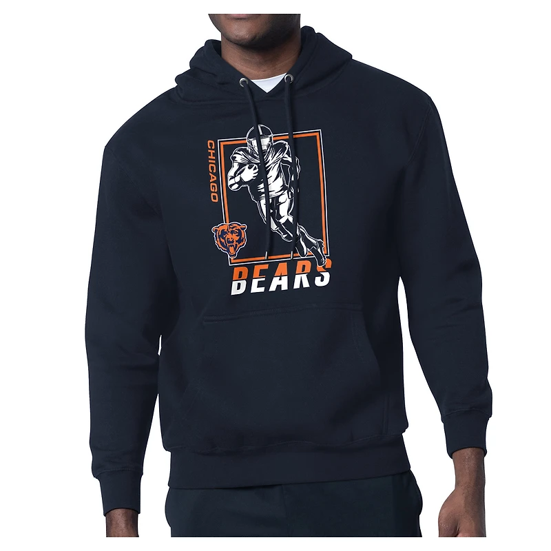 Men's Starter Navy Chicago Bears Player Grid Pullover Hoodie