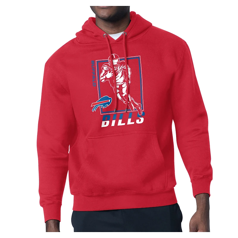 Men's Starter Red Buffalo Bills Player Grid Pullover Hoodie