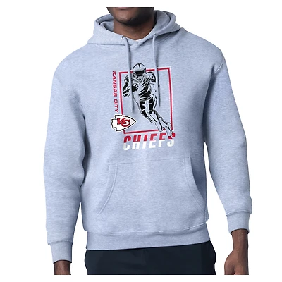 Men's Starter Heather Gray Kansas City Chiefs Player Grid Pullover Hoodie