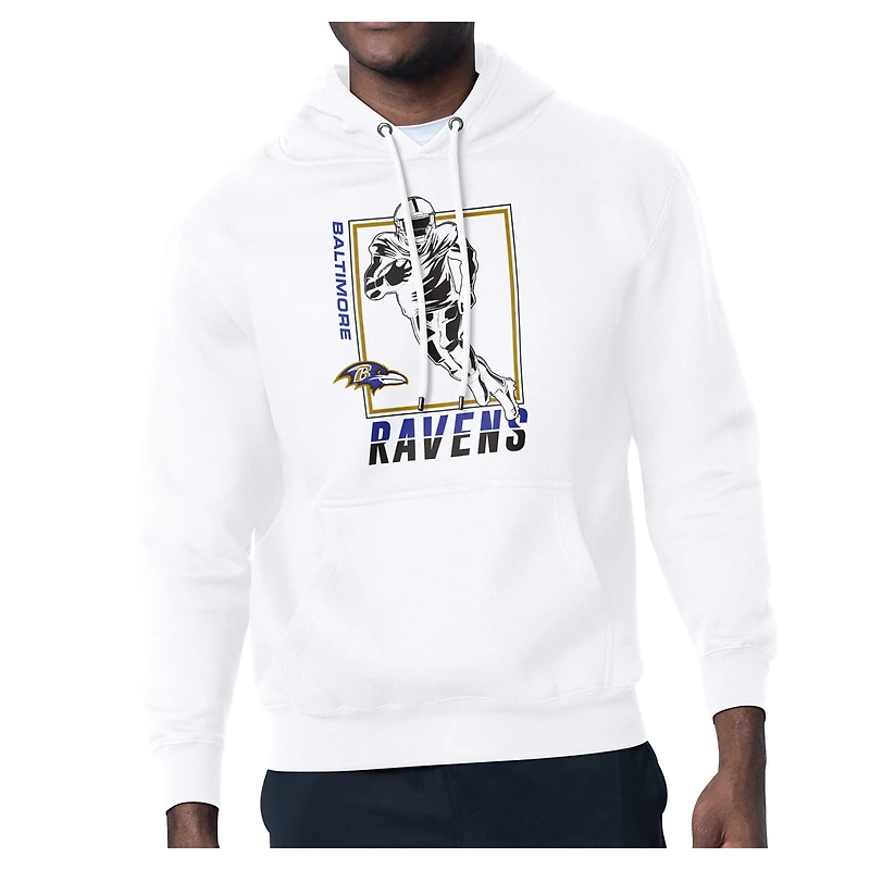 Men's Starter White Baltimore Ravens Player Grid Pullover Hoodie