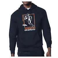 Men's Starter Navy Denver Broncos Player Grid Pullover Hoodie