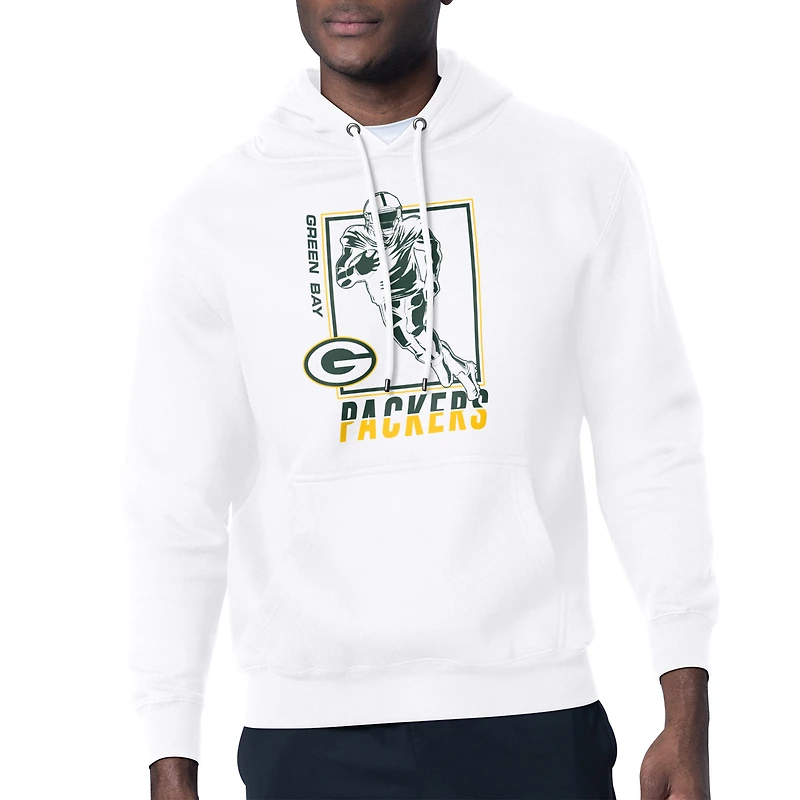 Men's Starter White Green Bay Packers Player Grid Pullover Hoodie