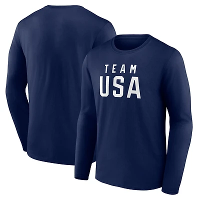 Men's  Navy Team USA 2024 Olympics Wordmark Long Sleeve T-Shirt