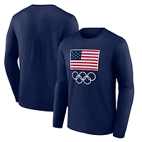 Men's  Navy Team USA 2024 Olympics Primary Logo Long Sleeve T-Shirt