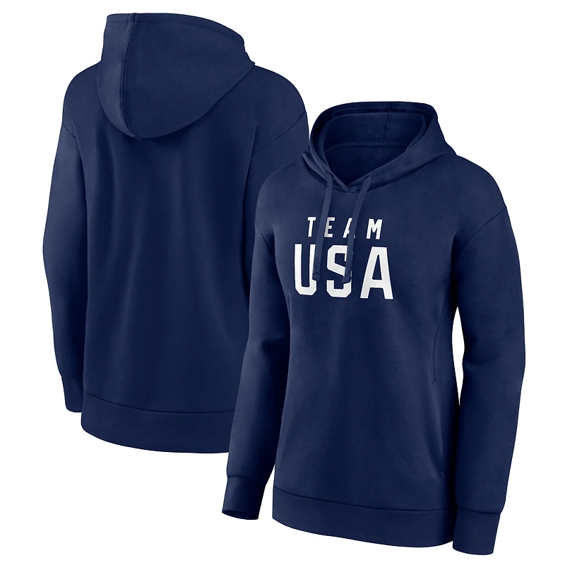 Women's  Navy Team USA 2024 Olympics Wordmark Pullover Hoodie
