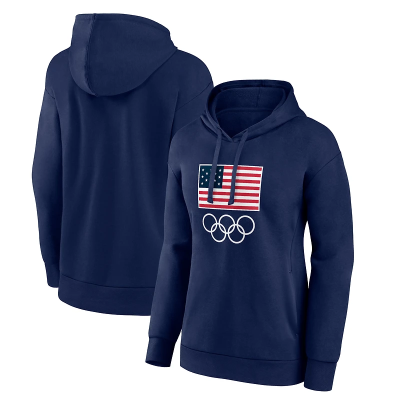 Women's  Navy Team USA 2024 Olympics Primary Logo Pullover Hoodie