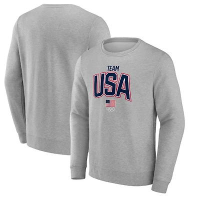 Men's  Gray Team USA 2024 Olympics Retro Arch Pullover Sweatshirt