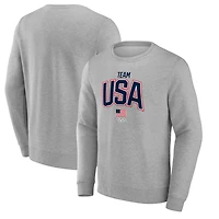 Men's  Gray Team USA 2024 Olympics Retro Arch Pullover Sweatshirt
