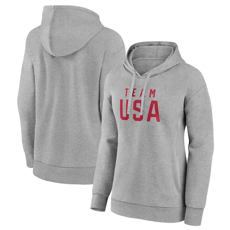 Women's  Gray Team USA 2024 Olympics Wordmark Pullover Hoodie