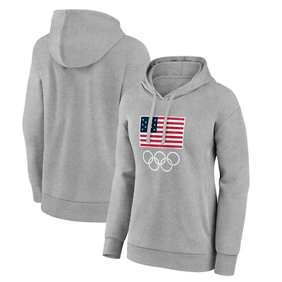 Women's  Gray Team USA 2024 Olympics Primary Logo Pullover Hoodie