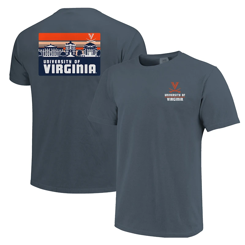 Men's Navy Virginia Cavaliers Striped Campus Skyline T-Shirt