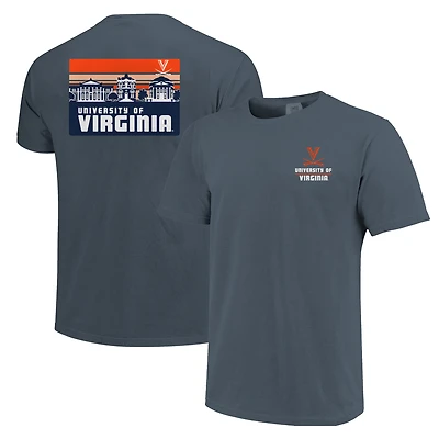 Men's Navy Virginia Cavaliers Striped Campus Skyline T-Shirt