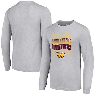 Men's Starter Heather Gray Washington Commanders Team Name Graphic Long Sleeve T-Shirt