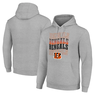 Men's Starter Heather Gray Cincinnati Bengals Four Team Name Logo Fleece Pullover Hoodie