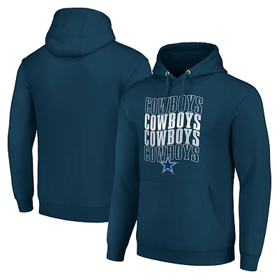 Men's Starter Navy Dallas Cowboys Four Team Name Logo Fleece Pullover Hoodie