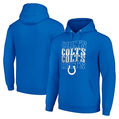 Men's Starter Royal Indianapolis Colts Four Team Name Logo Fleece Pullover Hoodie
