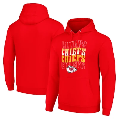 Men's Starter Red Kansas City Chiefs Four Team Name Logo Fleece Pullover Hoodie