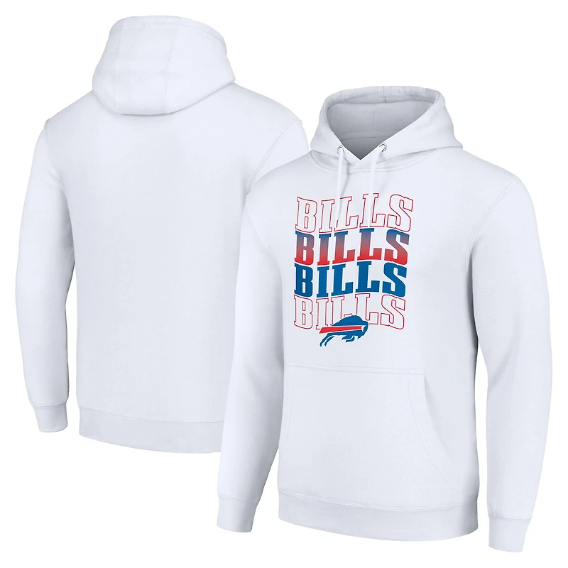 Men's Starter White Buffalo Bills Four Team Name Logo Fleece Pullover Hoodie