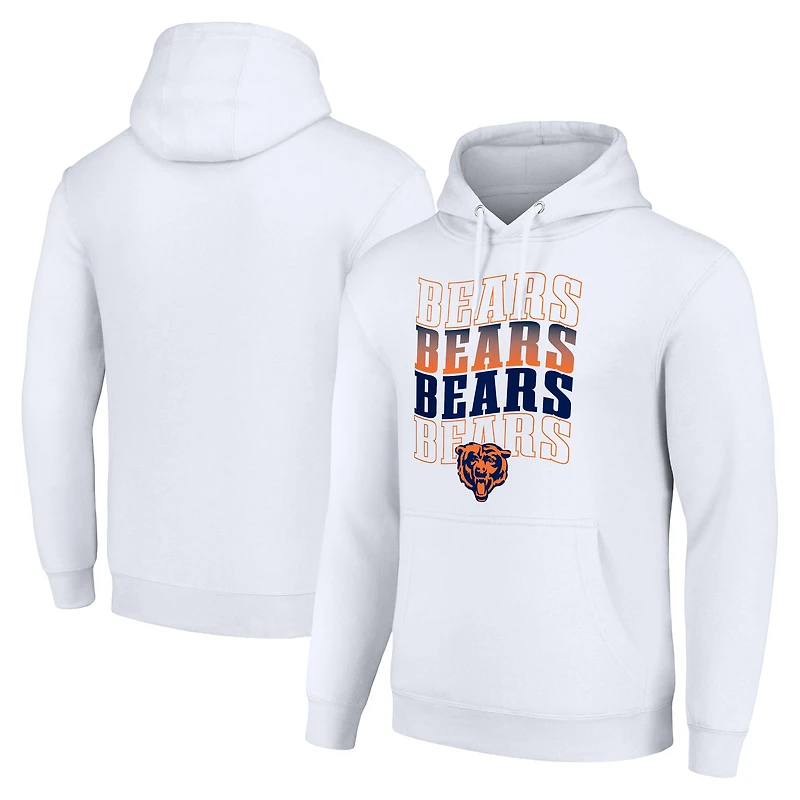 Men's Starter White Chicago Bears Four Team Name Logo Fleece Pullover Hoodie