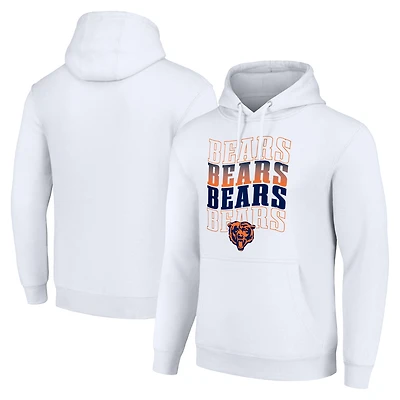 Men's Starter White Chicago Bears Four Team Name Logo Fleece Pullover Hoodie