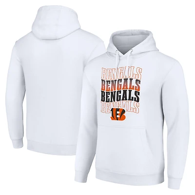 Men's Starter White Cincinnati Bengals Four Team Name Logo Fleece Pullover Hoodie