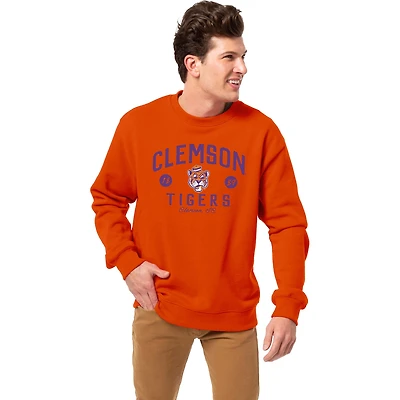 Men's League Collegiate Wear Orange Clemson Tigers Essentials 2.0 Fleece Pullover Sweatshirt