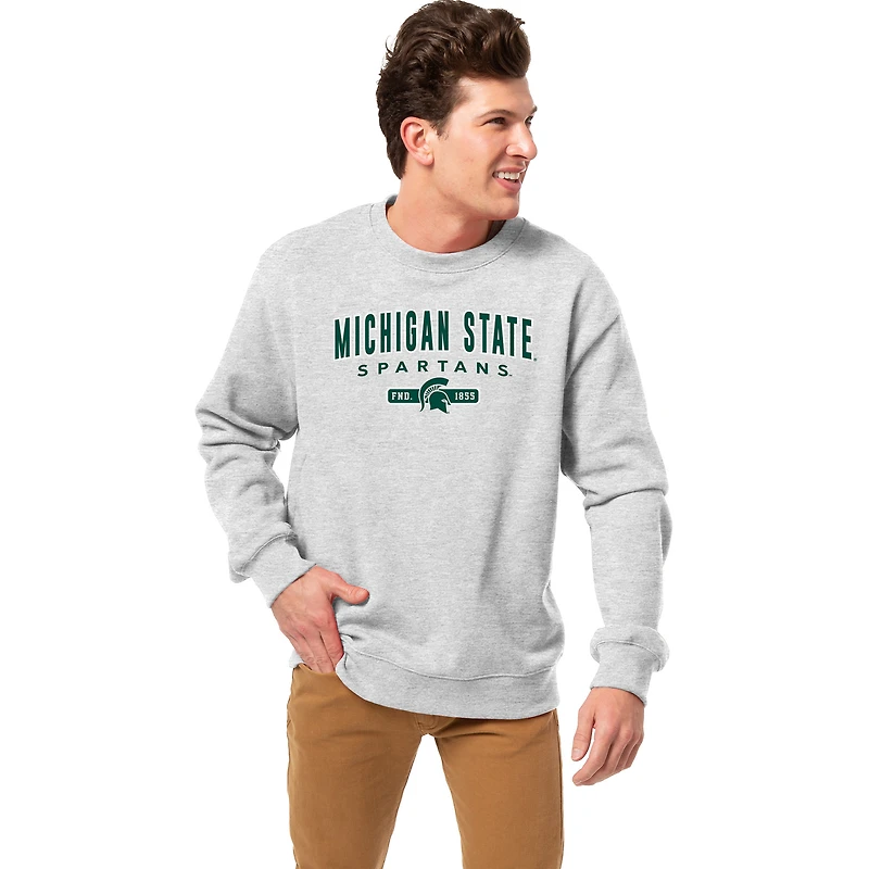 Men's League Collegiate Wear Heather Gray Michigan State Spartans Essentials 2.0 Fleece Pullover Sweatshirt