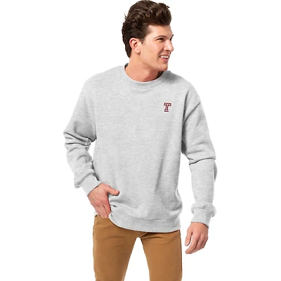 Men's League Collegiate Wear Heather Gray Temple Owls Essentials 2.0 Fleece Pullover Sweatshirt