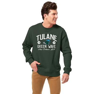 Men's League Collegiate Wear Green Tulane Wave Essentials 2.0 Fleece Pullover Sweatshirt