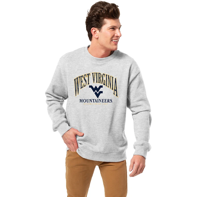 Men's League Collegiate Wear Heather Gray West Virginia Mountaineers Essentials 2.0 Fleece Pullover Sweatshirt