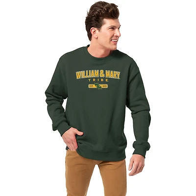 Men's League Collegiate Wear Green William & Mary Tribe Essentials 2.0 Fleece Pullover Sweatshirt