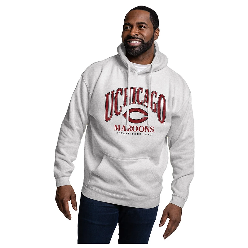 Men's League Collegiate Wear Heather Gray UChicago Maroons Essentials 2.0 Fleece Pullover Hoodie